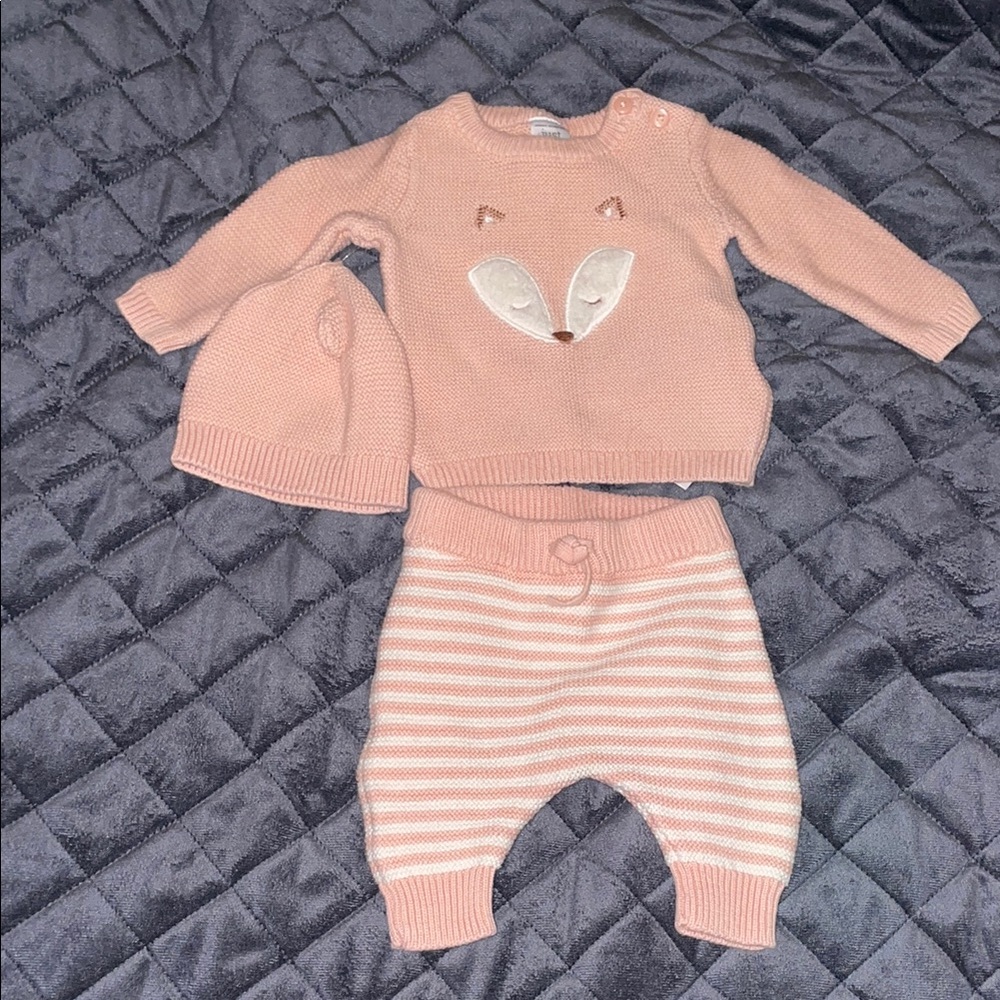 Carter's Pink Fox Knit Baby Set